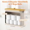 imageLifewit 30L Toilet Paper Storage Holder for 12 to 16 Rolls Free Standing Toilet Paper Basket Stand with Bamboo Lid Collapsible Fabric Bathroom Organizer Box for Mega Rolls Large WhiteBeige