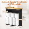 imageLifewit 30L Toilet Paper Storage Holder for 12 to 16 Rolls Free Standing Toilet Paper Basket Stand with Bamboo Lid Collapsible Fabric Bathroom Organizer Box for Mega Rolls Large WhiteBlack