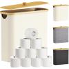 imageLifewit 30L Toilet Paper Storage Holder for 12 to 16 Rolls Free Standing Toilet Paper Basket Stand with Bamboo Lid Collapsible Fabric Bathroom Organizer Box for Mega Rolls Large WhiteWhite