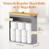 imageLifewit 30L Toilet Paper Storage Holder for 12 to 16 Rolls Free Standing Toilet Paper Basket Stand with Bamboo Lid Collapsible Fabric Bathroom Organizer Box for Mega Rolls Large WhiteGray