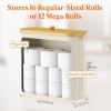 imageLifewit 30L Toilet Paper Storage Holder for 12 to 16 Rolls Free Standing Toilet Paper Basket Stand with Bamboo Lid Collapsible Fabric Bathroom Organizer Box for Mega Rolls Large WhiteWhite