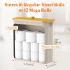 imageLifewit 30L Toilet Paper Storage Holder for 12 to 16 Rolls Free Standing Toilet Paper Basket Stand with Bamboo Lid Collapsible Fabric Bathroom Organizer Box for Mega Rolls Large WhiteBeige