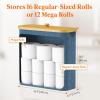 imageLifewit 30L Toilet Paper Storage Holder for 12 to 16 Rolls Free Standing Toilet Paper Basket Stand with Bamboo Lid Collapsible Fabric Bathroom Organizer Box for Mega Rolls Large WhiteDark Blue