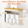 imageLifewit 30L Toilet Paper Storage Holder for 12 to 16 Rolls Free Standing Toilet Paper Basket Stand with Bamboo Lid Collapsible Fabric Bathroom Organizer Box for Mega Rolls Large WhiteWhite