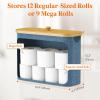 imageLifewit 30L Toilet Paper Storage Holder for 12 to 16 Rolls Free Standing Toilet Paper Basket Stand with Bamboo Lid Collapsible Fabric Bathroom Organizer Box for Mega Rolls Large WhiteDark Blue