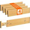 imageLifewit 5 Pack Drawer Dividers Bamboo 4quot High 1217quot Adjustable Drawer Organizers for Clothes Expandable Dresser Separators in BedroomBathroomKitchenFridgeOffice Organization and Storage4