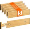 imageLifewit 5 Pack Drawer Dividers Bamboo 4quot High 1217quot Adjustable Drawer Organizers for Clothes Expandable Dresser Separators in BedroomBathroomKitchenFridgeOffice Organization and Storage5