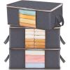 imageLifewit 6 Pack Clothes Storage Bag Foldable Storage Bin Closet Organizer with Reinforced Handle Sturdy Fabric Blanket Storage with Clear Window Storage Containers for Clothing Bedding GrayGray
