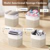 imageLifewit 6 Pack Storage Cubes 11 Inch Cotton Rope Woven Baskets Foldable Decorative Cube Storage Bins Hand Storage Box for Organizing Home Organizers with Handles for Shelves Closet White ampamp BrownWhite  Brown