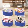 imageLifewit 6 Pack Woven Baskets for Storage Cotton Rope Baskets Cube Storage Bins Cute Small Shelf Baskets for Organizing Round Storage Box Caddy for Closet Living Room Bedroom Playroom WhiteBlue