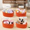 imageLifewit 6 Pack Woven Baskets for Storage Cotton Rope Baskets Cube Storage Bins Cute Small Shelf Baskets for Organizing Round Storage Box Caddy for Closet Living Room Bedroom Playroom WhiteOrange