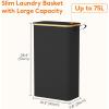 imageLifewit 65L Slim Laundry Hamper with Lid Narrow Laundry Basket with Removable Bag ampamp Bamboo Handles Fodable Thin Dirty Clothes Hamper for Laundry Collapsible Bin for Bathroom Bedroom Dorm Dark GrayBlack