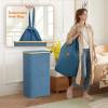 imageLifewit 65L Slim Laundry Hamper with Lid Narrow Laundry Basket with Removable Bag ampamp Bamboo Handles Fodable Thin Dirty Clothes Hamper for Laundry Collapsible Bin for Bathroom Bedroom Dorm Dark GrayDark Blue