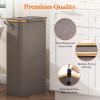 imageLifewit 65L Slim Laundry Hamper with Lid Narrow Laundry Basket with Removable Bag ampamp Bamboo Handles Fodable Thin Dirty Clothes Hamper for Laundry Collapsible Bin for Bathroom Bedroom Dorm Dark GrayBrown