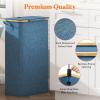 imageLifewit 65L Slim Laundry Hamper with Lid Narrow Laundry Basket with Removable Bag ampamp Bamboo Handles Fodable Thin Dirty Clothes Hamper for Laundry Collapsible Bin for Bathroom Bedroom Dorm Dark GrayDark Blue