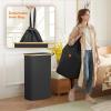 imageLifewit 65L Slim Laundry Hamper with Lid Narrow Laundry Basket with Removable Bag ampamp Bamboo Handles Fodable Thin Dirty Clothes Hamper for Laundry Collapsible Bin for Bathroom Bedroom Dorm Dark GrayBlack