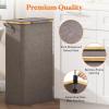imageLifewit 65L Slim Laundry Hamper with Lid Narrow Laundry Basket with Removable Bag ampamp Bamboo Handles Fodable Thin Dirty Clothes Hamper for Laundry Collapsible Bin for Bathroom Bedroom Dorm Dark GrayBrown