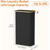 imageLifewit 65L Slim Laundry Hamper with Lid Narrow Laundry Basket with Removable Bag ampamp Bamboo Handles Fodable Thin Dirty Clothes Hamper for Laundry Collapsible Bin for Bathroom Bedroom Dorm Dark GrayBlack