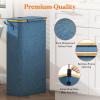 imageLifewit 65L Slim Laundry Hamper with Lid Narrow Laundry Basket with Removable Bag ampamp Bamboo Handles Fodable Thin Dirty Clothes Hamper for Laundry Collapsible Bin for Bathroom Bedroom Dorm Dark GrayDark Blue