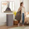 imageLifewit 65L Slim Laundry Hamper with Lid Narrow Laundry Basket with Removable Bag ampamp Bamboo Handles Fodable Thin Dirty Clothes Hamper for Laundry Collapsible Bin for Bathroom Bedroom Dorm Dark GrayBrown