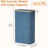 imageLifewit 65L Slim Laundry Hamper with Lid Narrow Laundry Basket with Removable Bag ampamp Bamboo Handles Fodable Thin Dirty Clothes Hamper for Laundry Collapsible Bin for Bathroom Bedroom Dorm Dark GrayDark Blue