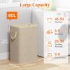 imageLifewit 80L Large Tall Laundry Hamper Collapsible Laundry Basket with Handles Foldable Clothes Hampers for Laundry Portable Dirty Clothes Hamper for Dorm College Bedroom Bathroom Light GrayBeige