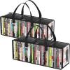 imageLifewit CD Storage Bags 2 Pack Clear PVC Plastic CD Case Holder with Handles Front Window Zipper Design Stackable Media Organizer Box for Albums Hold up to 100 Pcs CDs 50 Each2
