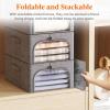 imageLifewit Clothes Storage Bins with Metal Frame 6 Pack Fabric Stackable Storage Bags with Lids Zipper Foldable Clost Organizers Containers for Clothing Blanket Winter Cloth 40L4