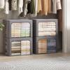 imageLifewit Clothes Storage Bins with Metal Frame Stackable Storage Box Foldable Clothing Storage Bins with Lids 40L Storage Bags Fabric Box Organizer with Clear Window Zippers Sturdy Handles 4 Pack4