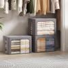 imageLifewit Clothes Storage Bins with Metal Frame Stackable Storage Box Foldable Clothing Storage Bins with Lids 40L Storage Bags Fabric Box Organizer with Clear Window Zippers Sturdy Handles 4 Pack3