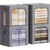 imageLifewit Clothes Storage Bins with Metal Frame Stackable Storage Box Foldable Clothing Storage Bins with Lids 40L Storage Bags Fabric Box Organizer with Clear Window Zippers Sturdy Handles 4 Pack4