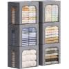 imageLifewit Clothes Storage Bins with Metal Frame Stackable Storage Box Foldable Clothing Storage Bins with Lids 40L Storage Bags Fabric Box Organizer with Clear Window Zippers Sturdy Handles 4 Pack6