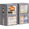 imageLifewit Clothes Storage Bins with Metal Frame Stackable Storage Box Foldable Clothing Storage Bins with Lids 40L Storage Bags Fabric Box Organizer with Clear Window Zippers Sturdy Handles 4 Pack4