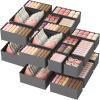 imageLifewit Drawer Organizer Clothes for Closet 16 Pack 3 Sizes Underwear Wardrobe Drawer Dividers Fabric Foldable Dresser Storage Organizer Bins for Sock Bra Lingerie Undies GreyGray