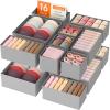 imageLifewit Drawer Organizer Clothes for Closet 16 Pack 3 Sizes Underwear Wardrobe Drawer Dividers Fabric Foldable Dresser Storage Organizer Bins for Sock Bra Lingerie Undies GreyLight Gray