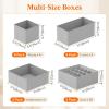 imageLifewit Drawer Organizer Clothes for Closet 16 Pack 3 Sizes Underwear Wardrobe Drawer Dividers Fabric Foldable Dresser Storage Organizer Bins for Sock Bra Lingerie Undies GreyDove Gray