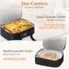 imageLifewit Duo Insulated Casserole Carrier for Hot or Cold Food Lasagna Holder 2 Compartments Thermal Lunch Tote for Potluck Parties Cookouts Fits 9quotx13quot Casserole Dish GrayBlack
