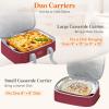 imageLifewit Duo Insulated Casserole Carrier for Hot or Cold Food Lasagna Holder 2 Compartments Thermal Lunch Tote for Potluck Parties Cookouts Fits 9quotx13quot Casserole Dish GrayRed