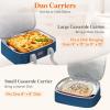 imageLifewit Duo Insulated Casserole Carrier for Hot or Cold Food Lasagna Holder 2 Compartments Thermal Lunch Tote for Potluck Parties Cookouts Fits 9quotx13quot Casserole Dish GrayBlue