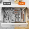 imageLifewit Expandable Silverware Drawer Organizer 167 inches Deep Adjustable Utensil Cutlery Tray for kitchen Plastic Flatware Spoon Fork Knives Holder Storage Divider 7 Compartment 1 Pack BlackGray