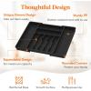 imageLifewit Expandable Silverware Drawer Organizer 167 inches Deep Adjustable Utensil Cutlery Tray for kitchen Plastic Flatware Spoon Fork Knives Holder Storage Divider 7 Compartment 1 Pack BlackBlack