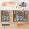 imageLifewit Expandable Silverware Drawer Organizer 167 inches Deep Adjustable Utensil Cutlery Tray for kitchen Plastic Flatware Spoon Fork Knives Holder Storage Divider 7 Compartment 1 Pack BlackGray
