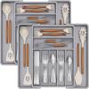 imageLifewit Expandable Silverware Drawer Organizer 167 inches Deep Adjustable Utensil Cutlery Tray for kitchen Plastic Flatware Spoon Fork Knives Holder Storage Divider 7 Compartment 1 Pack BlackGray