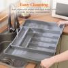 imageLifewit Expandable Silverware Drawer Organizer 224 x 167 x 2 inches Adjustable Utensil Cutlery Tray for kitchen Plastic Flatware Spoon Fork Knives Holder Storage Divider1 Pack GrayGray