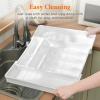imageLifewit Expandable Silverware Drawer Organizer 224 x 167 x 2 inches Adjustable Utensil Cutlery Tray for kitchen Plastic Flatware Spoon Fork Knives Holder Storage Divider1 Pack GrayWhite