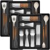 imageLifewit Expandable Silverware Drawer Organizer 224 x 167 x 2 inches Adjustable Utensil Cutlery Tray for kitchen Plastic Flatware Spoon Fork Knives Holder Storage Divider1 Pack GrayBlack