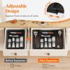 imageLifewit Expandable Silverware Drawer Organizer 224 x 167 x 2 inches Adjustable Utensil Cutlery Tray for kitchen Plastic Flatware Spoon Fork Knives Holder Storage Divider1 Pack GrayBlack