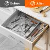 imageLifewit Expandable Silverware Drawer Organizer 224 x 167 x 2 inches Adjustable Utensil Cutlery Tray for kitchen Plastic Flatware Spoon Fork Knives Holder Storage Divider1 Pack GrayGray