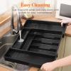 imageLifewit Expandable Silverware Drawer Organizer 224 x 167 x 2 inches Adjustable Utensil Cutlery Tray for kitchen Plastic Flatware Spoon Fork Knives Holder Storage Divider1 Pack GrayBlack