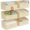imageLifewit Fabric Extra Large Trapezoid Closet Storage Bins for Shelf 6 Pack Closet Organizer Baskets with Handles Foldable Clothes Containers for Book Purse 197quot x 11quot x 79quot 23L Light GrayBeige